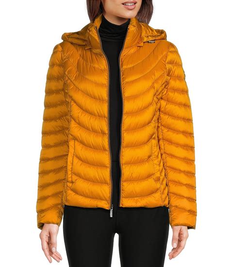 michael by michael kors packable quilted hooded jacket|Michael Kors waterproof jacket.